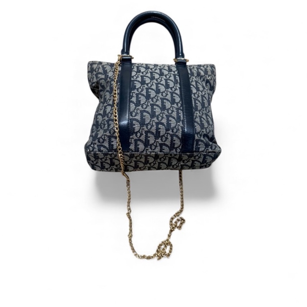 Sale‼️Dior Authentic Navy Blue Tote Bag-Preowned with Unbranded Chain Strap